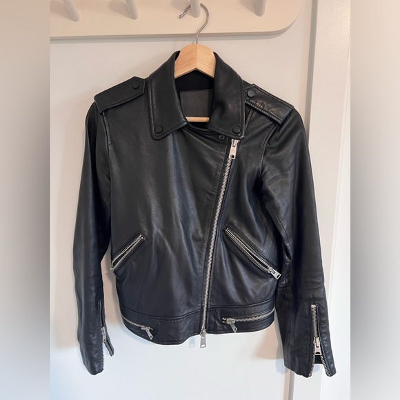 All Saints Black Leather Jacket - Picture 4 of 6